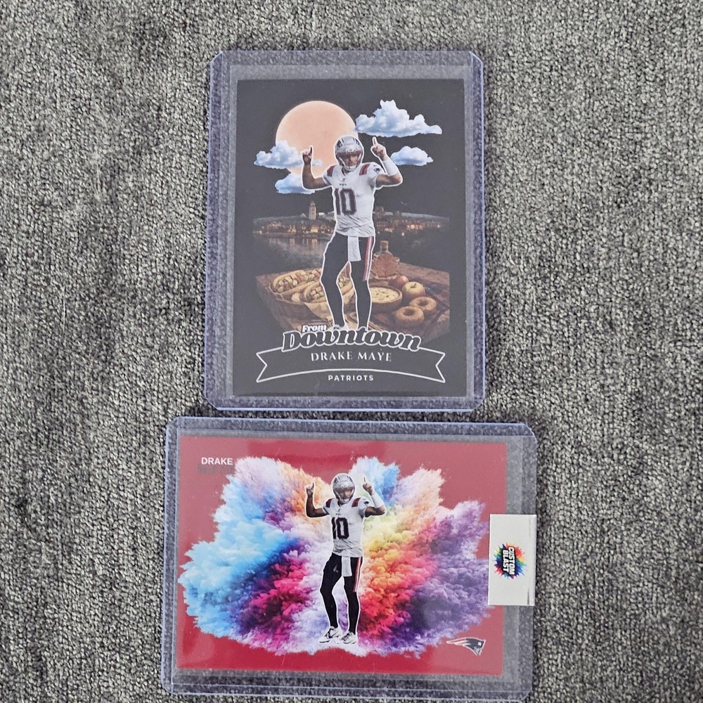 Drake Maye CUSTOM Lot of (2) Football Cards‎